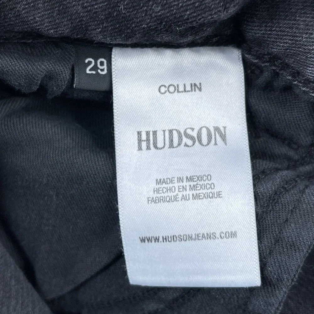 Hudson Jeans Womens 29 Black Collin Flare‎ Low Rise Distressed Denim Fray Hems